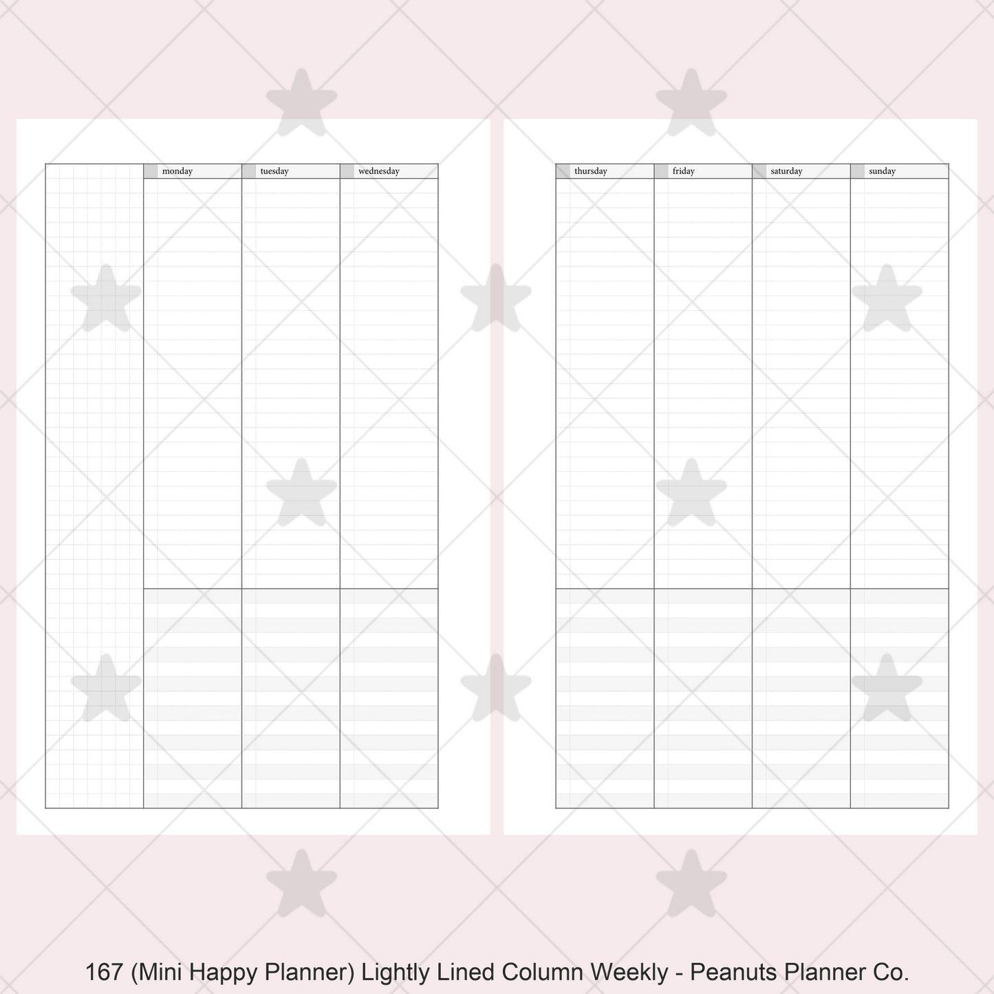 167: Lightly Lined Vertical Column Weekly Wo2P w/ Tasks & Notes