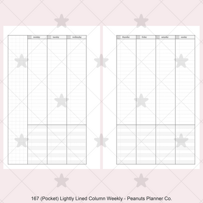 167: Lightly Lined Vertical Column Weekly Wo2P w/ Tasks & Notes