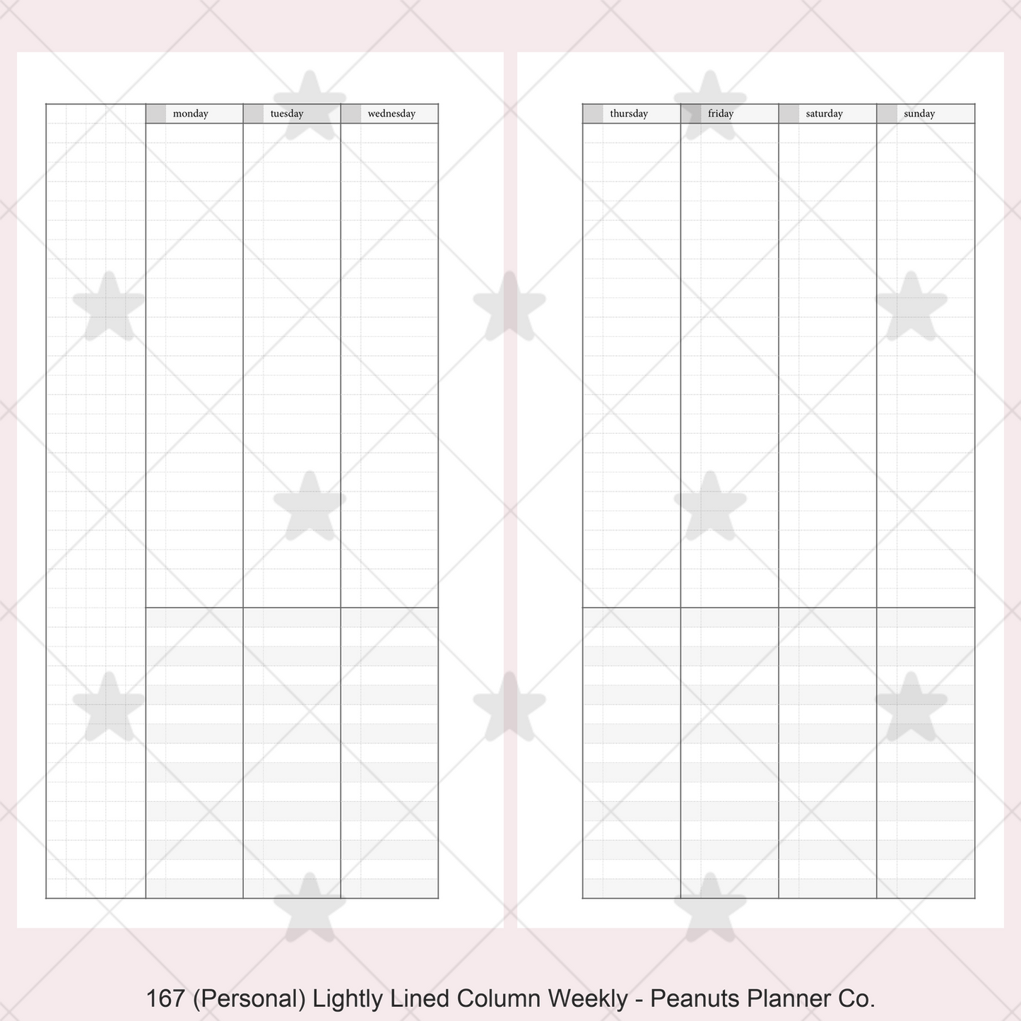 167: Lightly Lined Vertical Column Weekly Wo2P w/ Tasks & Notes