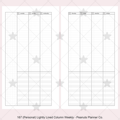 167: Lightly Lined Vertical Column Weekly Wo2P w/ Tasks & Notes