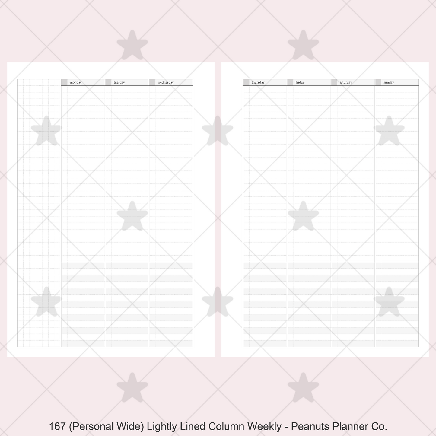 167: Lightly Lined Vertical Column Weekly Wo2P w/ Tasks & Notes