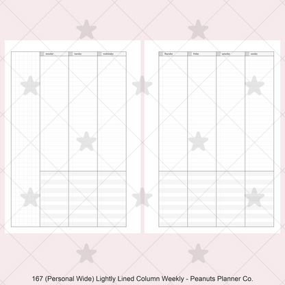 167: Lightly Lined Vertical Column Weekly Wo2P w/ Tasks & Notes