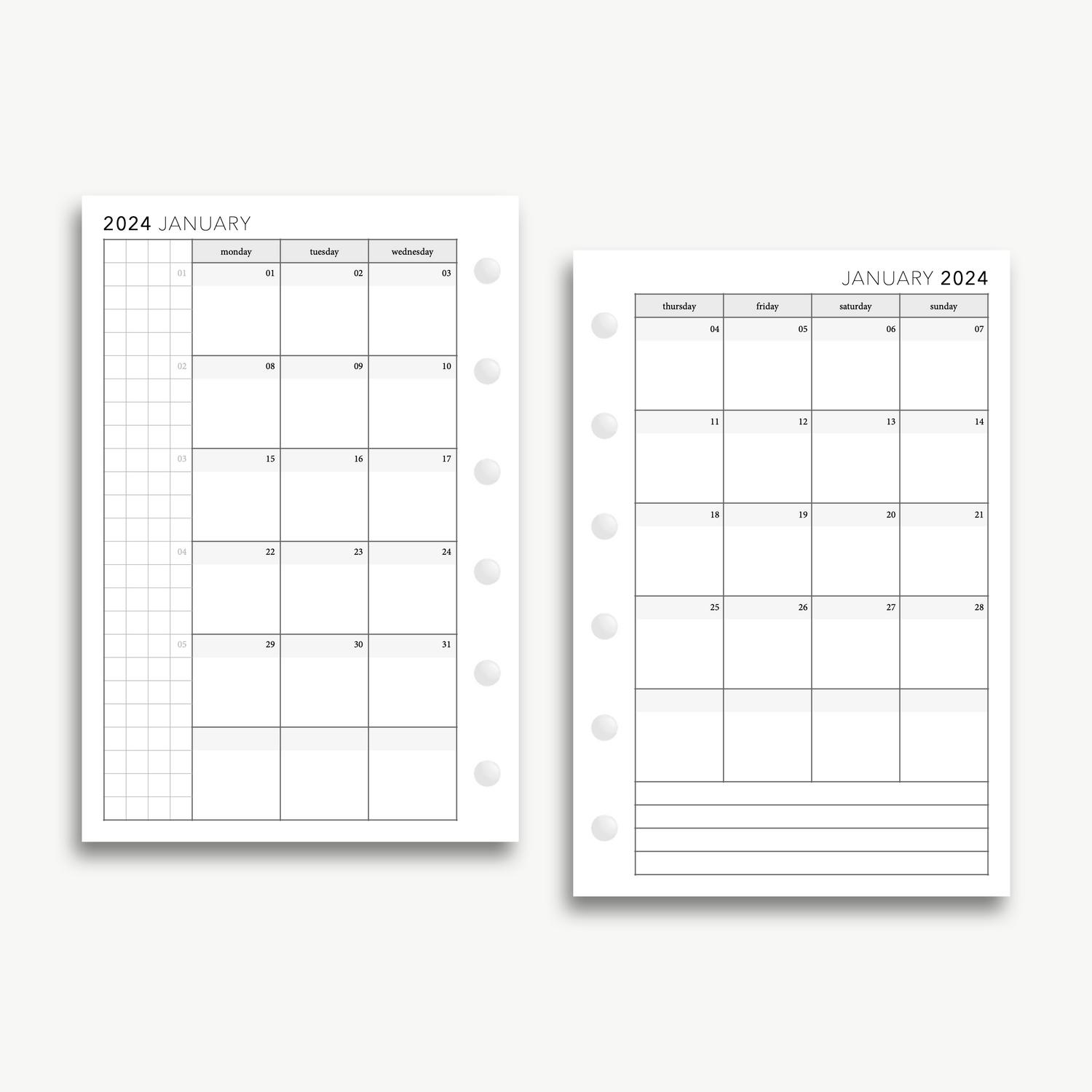 Day On One Page: Pocket Printable Inserts