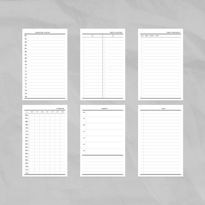 Planning Routine Cards w/ Reference Guide for Habits, Weekly Hourly Schedule, AM PM, Notes DIGITAL