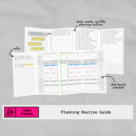 Planning Guide w/ Daily Monthly Weekly Routines & Ideal Timed Schedule DIGITAL