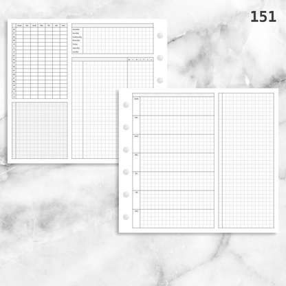 151: Grid Lovers Foldout Weekly w/ Time Blocking, Daily Habit Tracking, Wo1P, Tasks, Notes