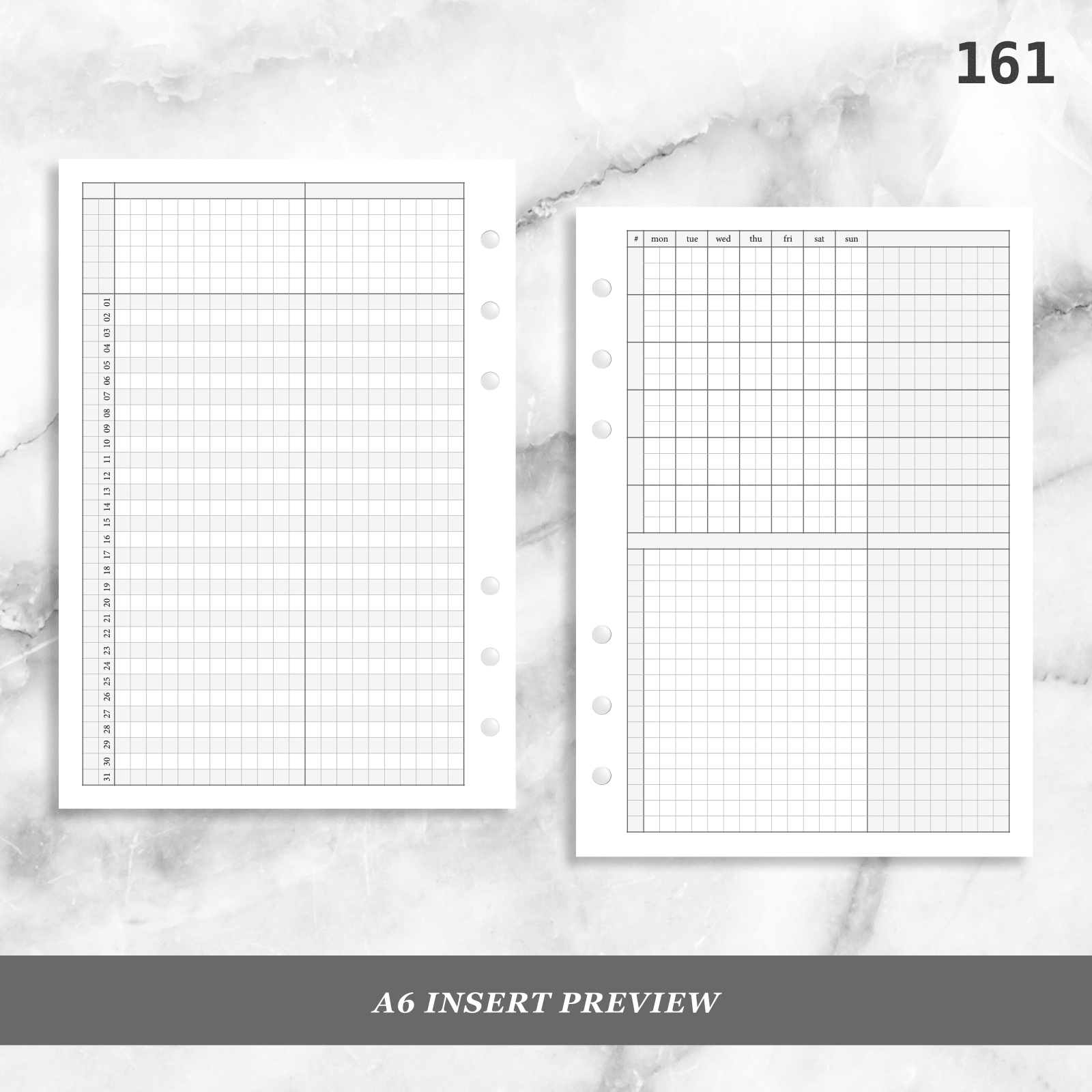 Planner Insert 161: Grid Lovers Monthly w/ Daily Habit Tracker Mo2P ...