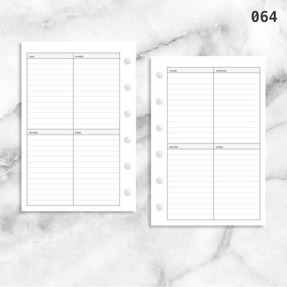 064: Vertical Lined Weekly Wo2P