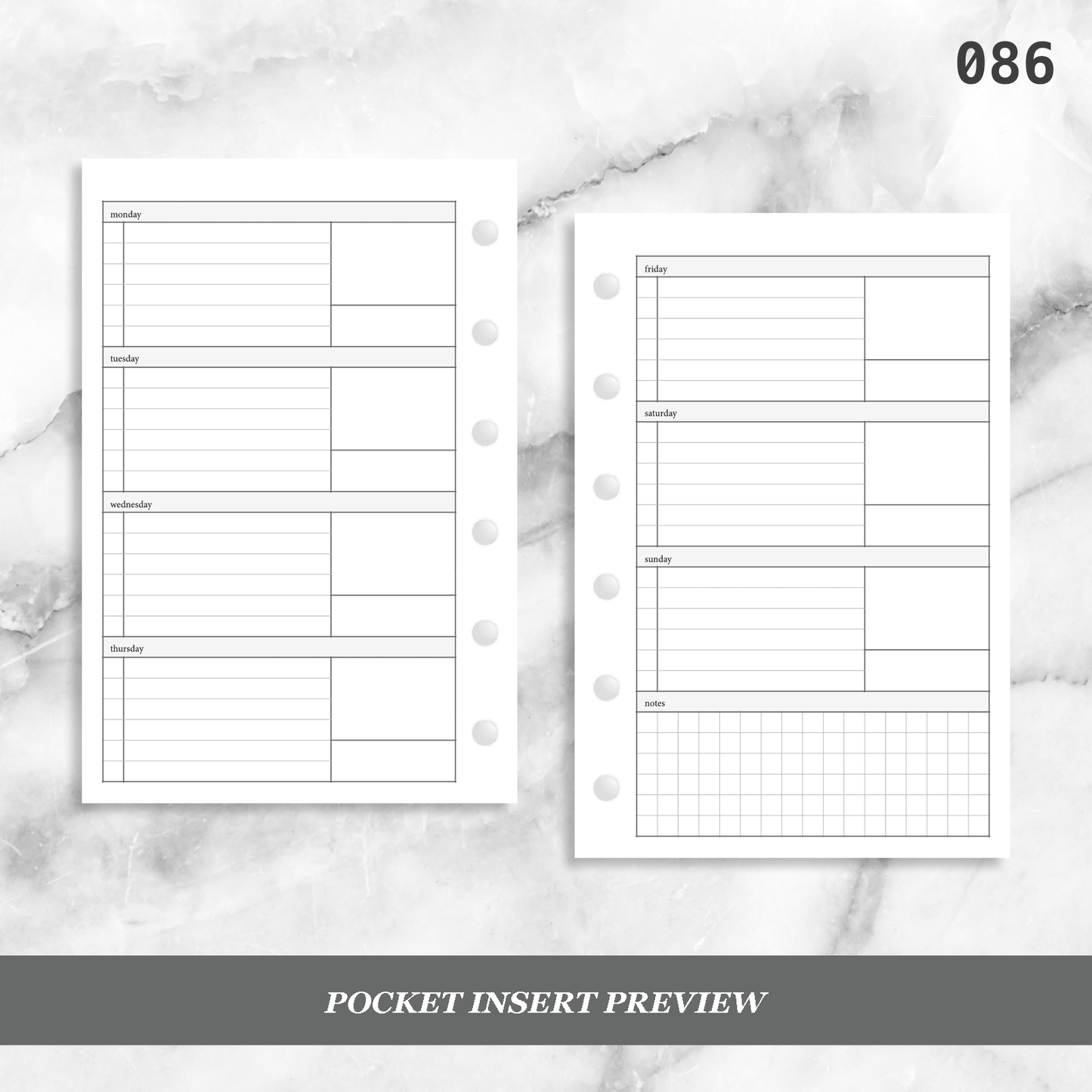 086: Horizontal Weekly Checklist Wo2P