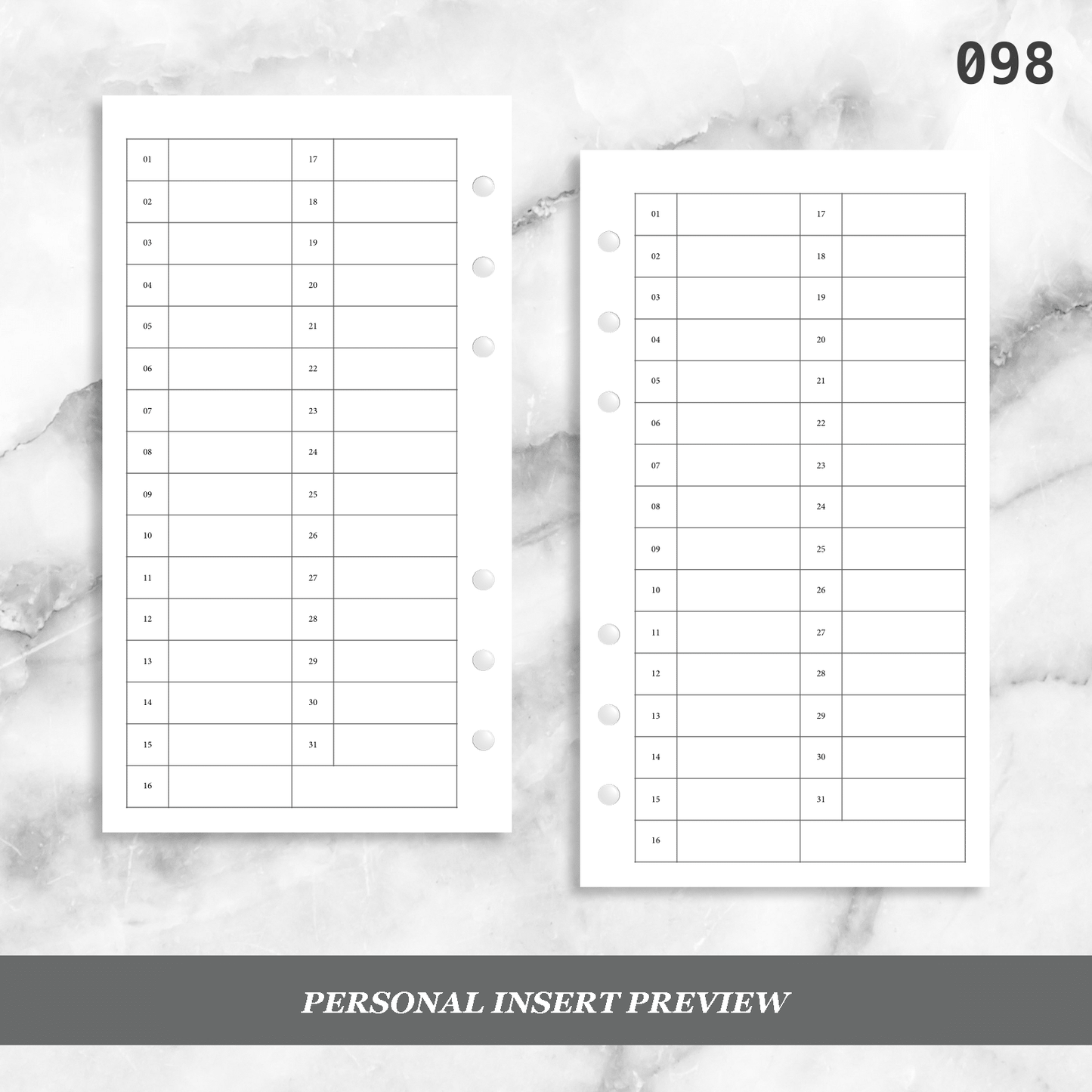 098: Monthly List Format Mo1P