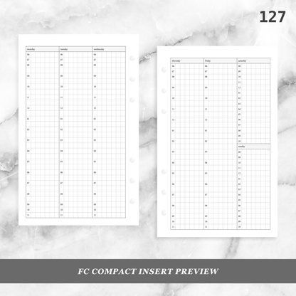127: Vertical Weekly Timed Schedule Grid Columns Wo2P