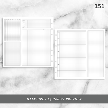 151: Grid Lovers Foldout Weekly w/ Time Blocking, Daily Habit Tracking, Wo1P, Tasks, Notes
