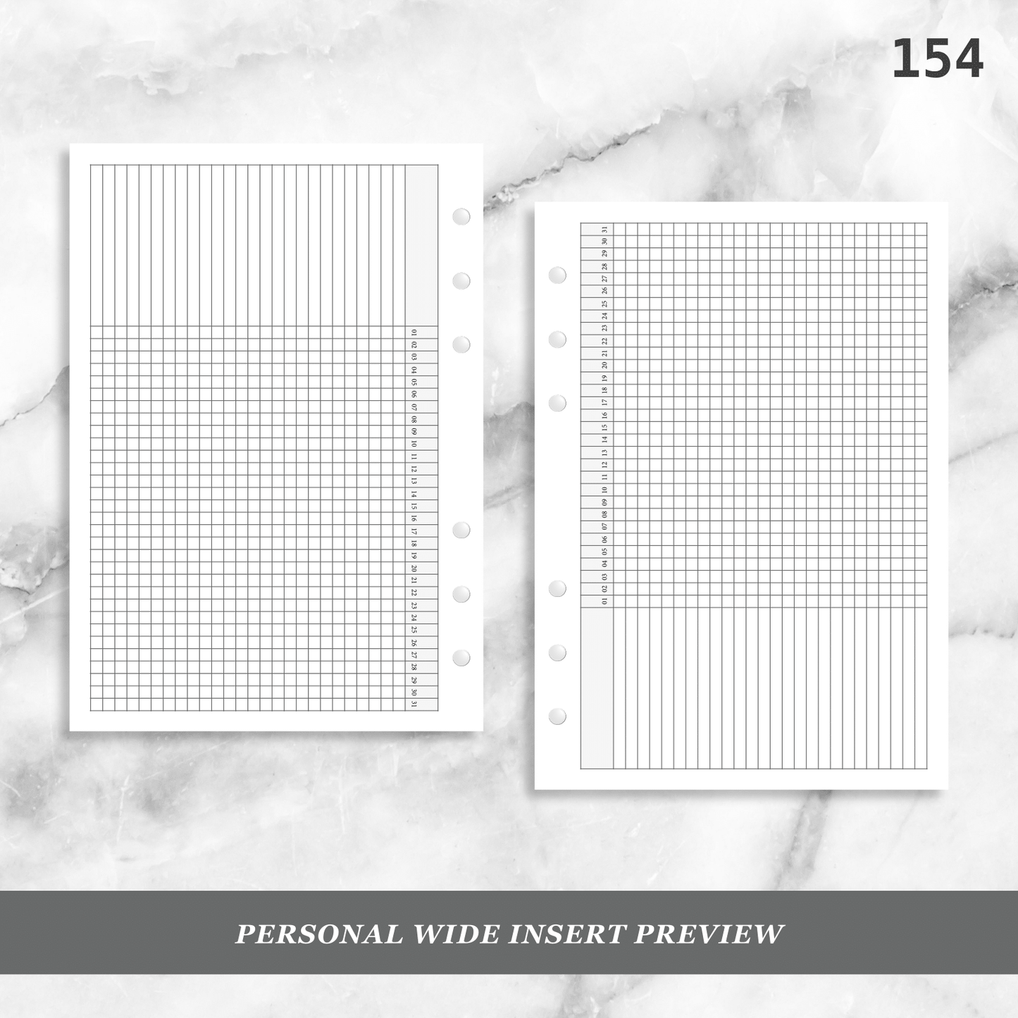 154: Compact Horizontal Monthly Daily Habit Tracker Mo1P