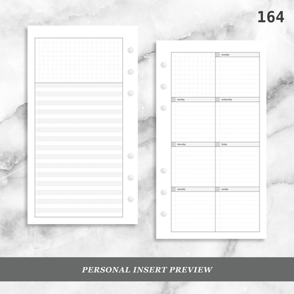 164: Lightly Lined Vertical Weekly Wo1P Wo2P w/ Running Tasks List & Notes