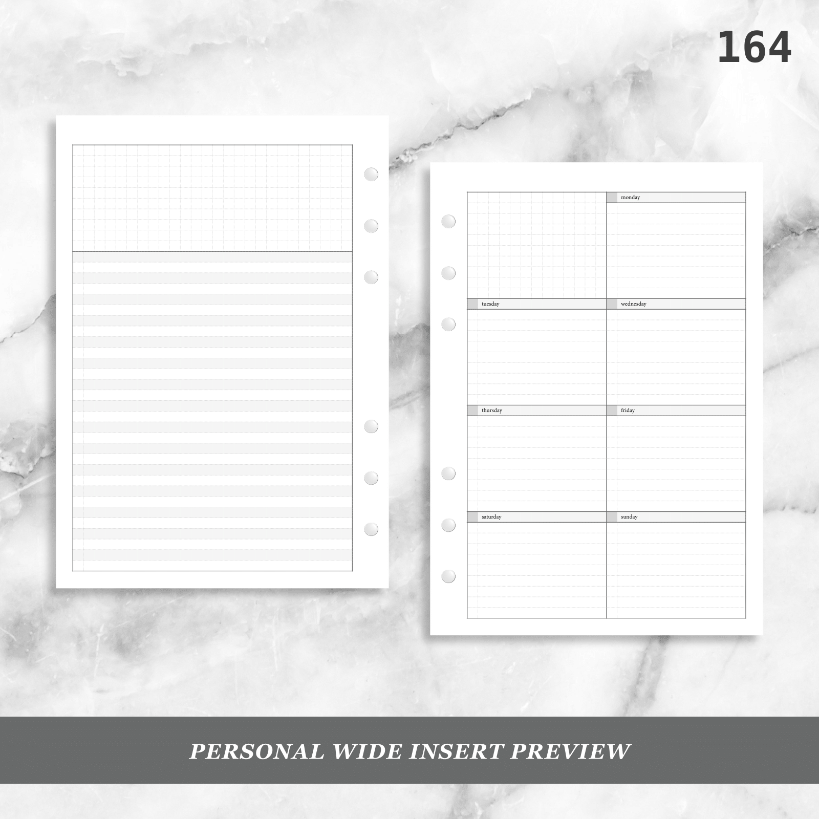 PRINTED WO2P Vertical Edition Pocket Weekly Planner Inserts 
