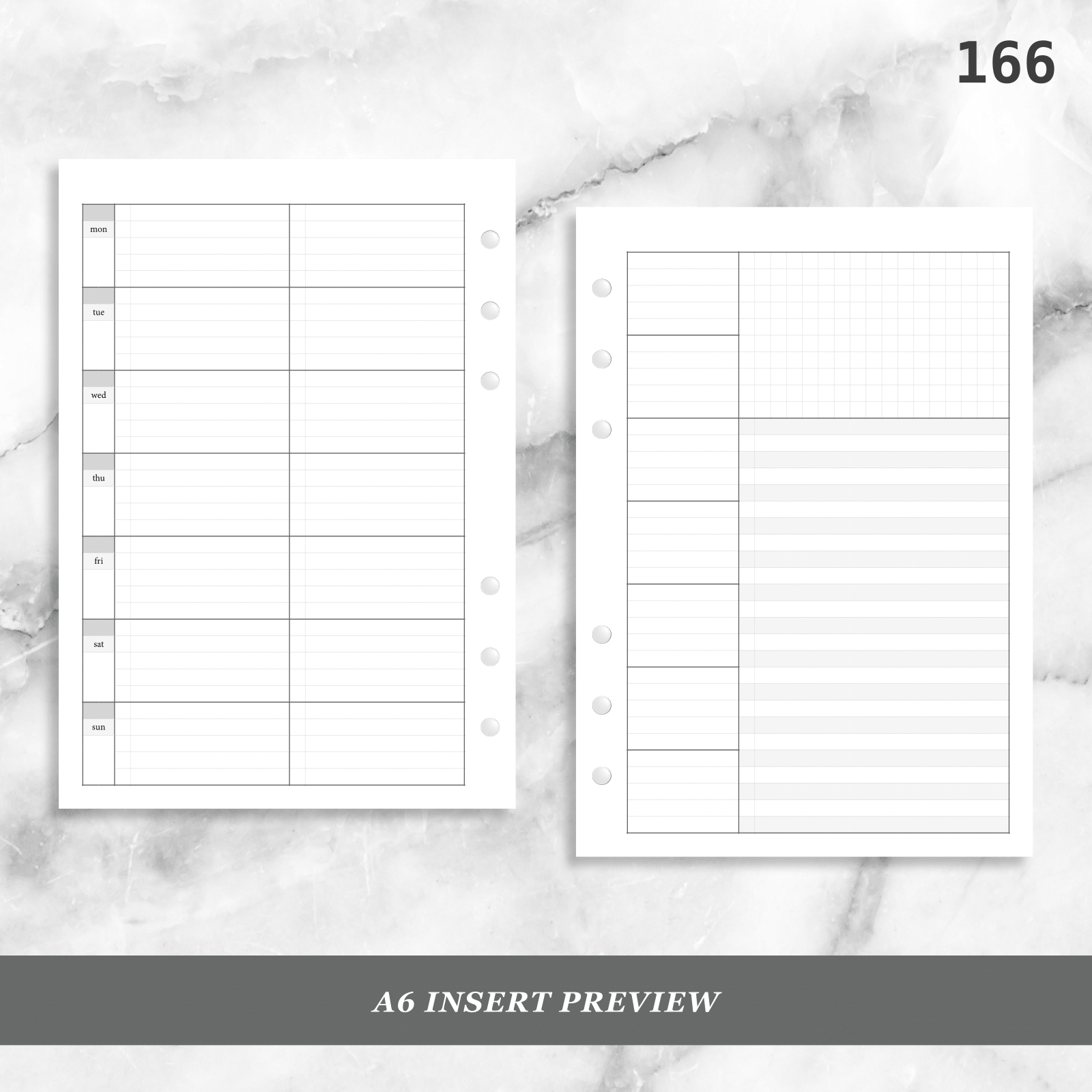 A5 A6 Planner Inserts Weekly Inserts Grid Weekly Summary Wellness Free  Month Overview Undated PRINTED WO2P UK Seller 