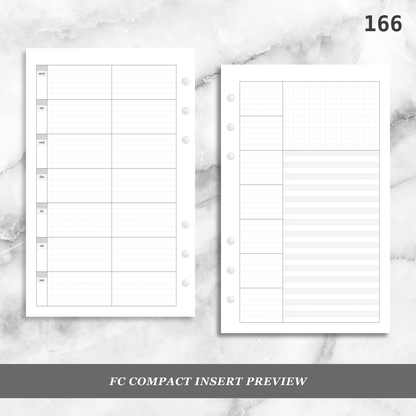 166: Lightly Lined Sectioned Horizontal Weekly Wo1P Wo2P w/ Running Tasks List & Notes