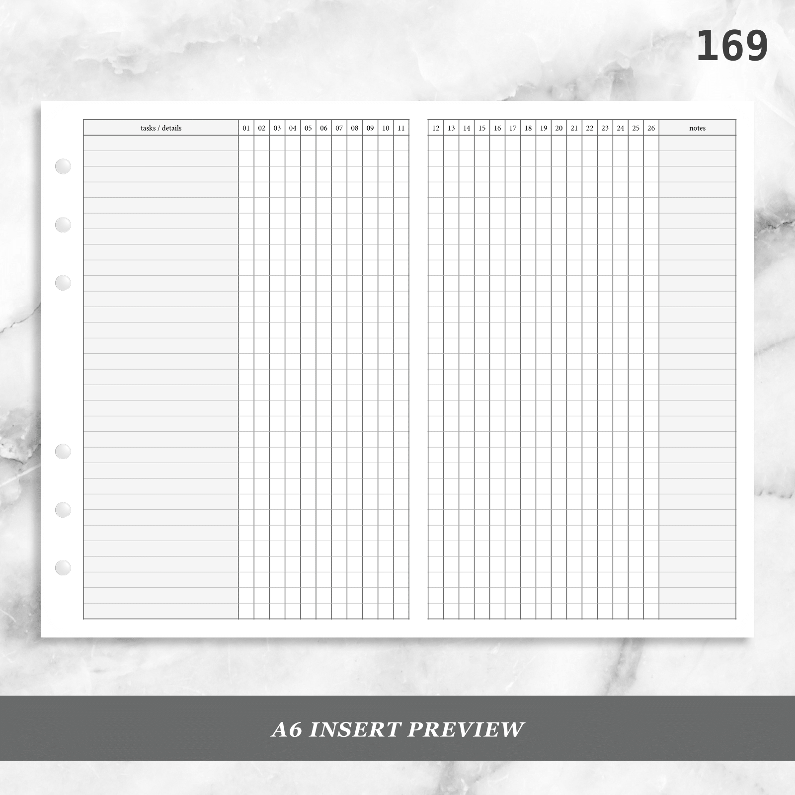 planner insert 169: 52 week foldout tracker habit log – peanuts