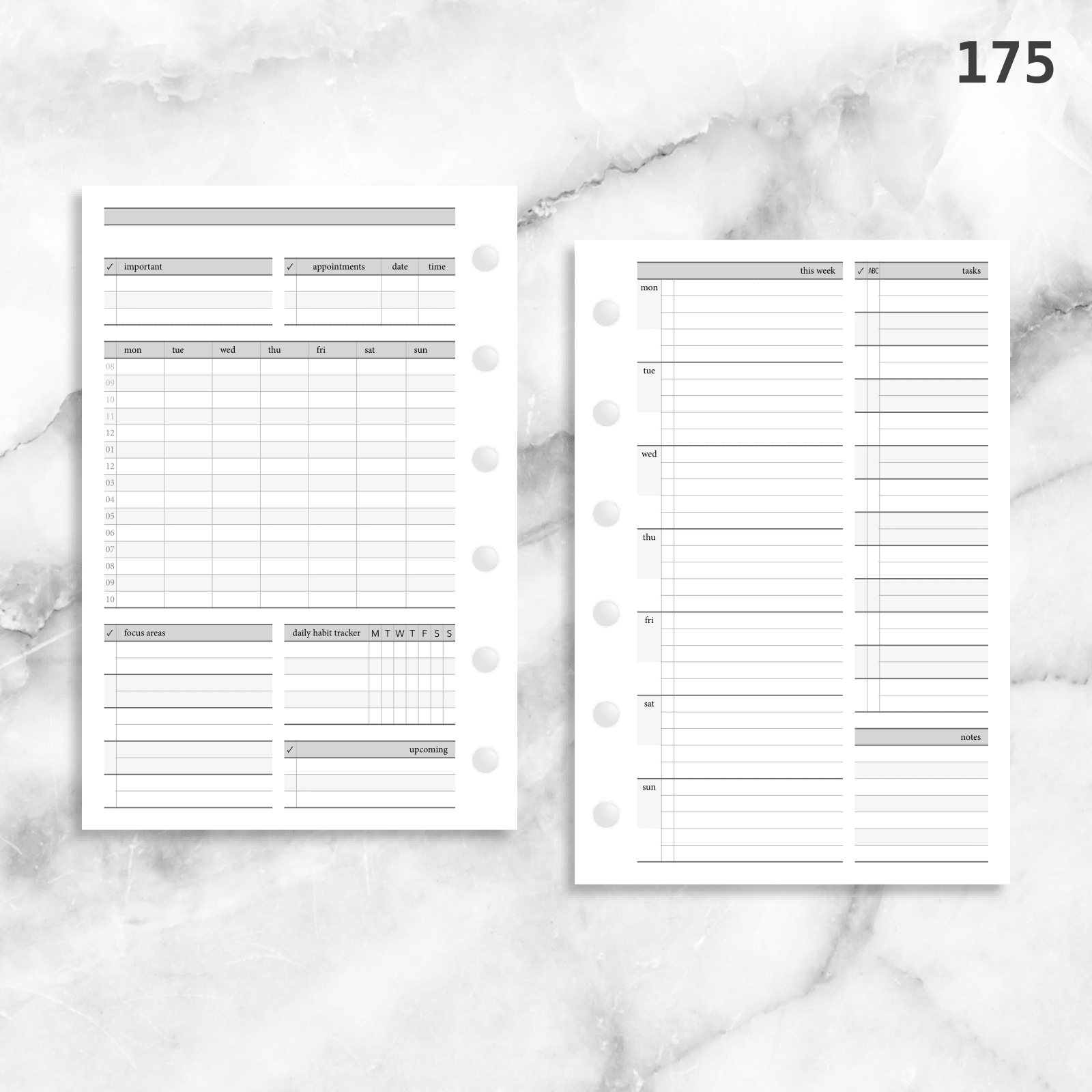 Planner Insert 175: Stripes Weekly w/ Prioritized ABC Task List ...