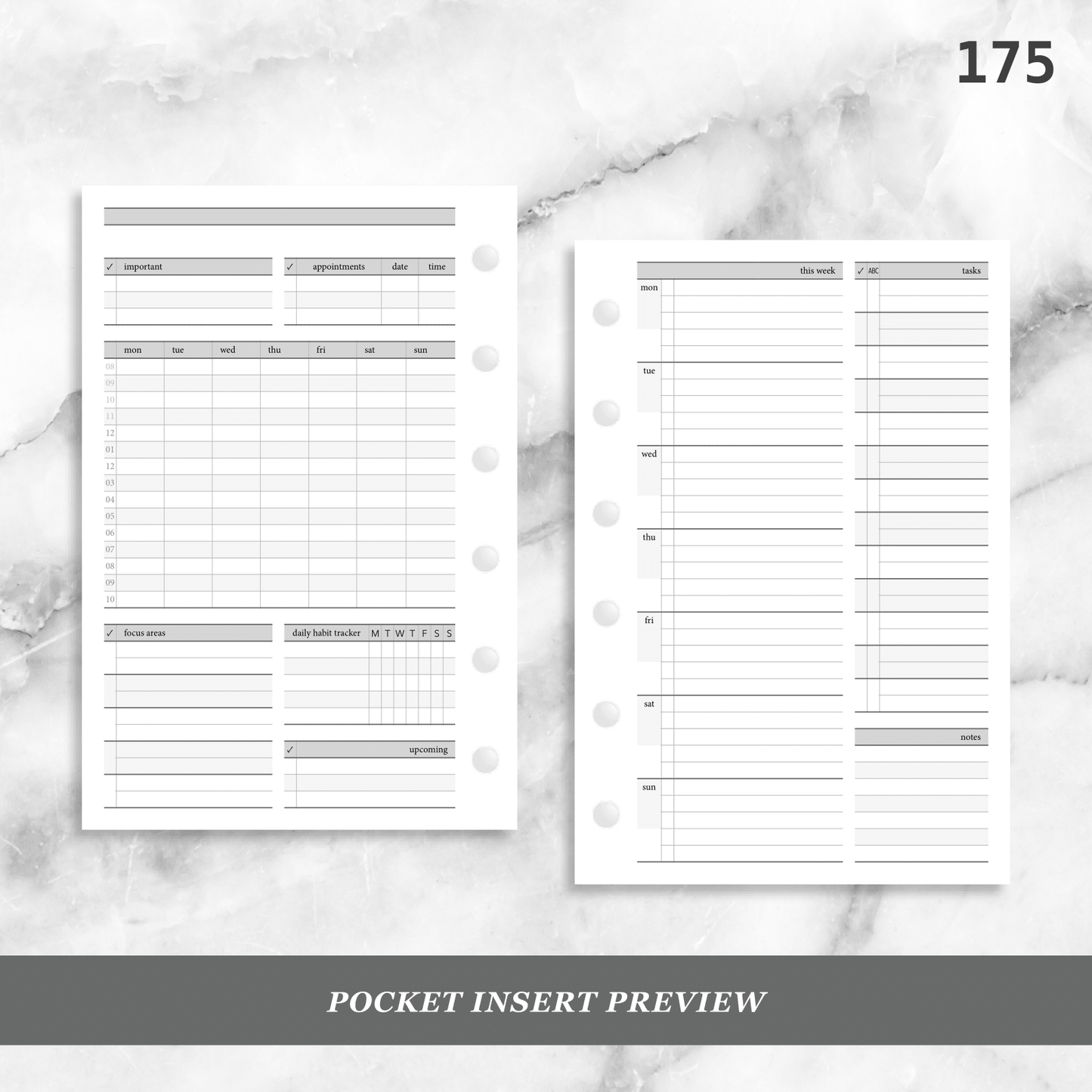 175: Stripes Weekly w/ Prioritized ABC Task List, Small Timed Schedule