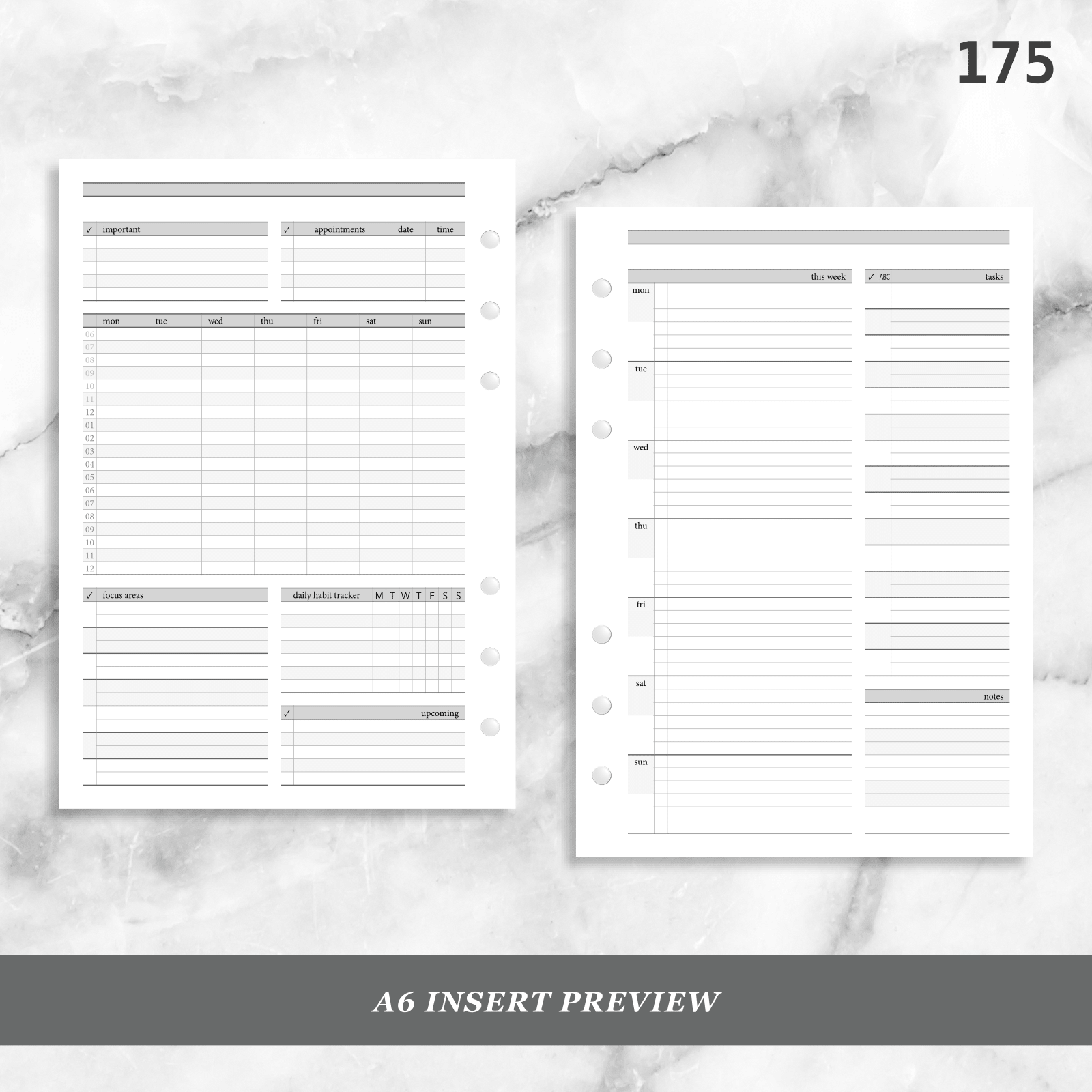 Planner Insert 175: Stripes Weekly w/ Prioritized ABC Task List ...