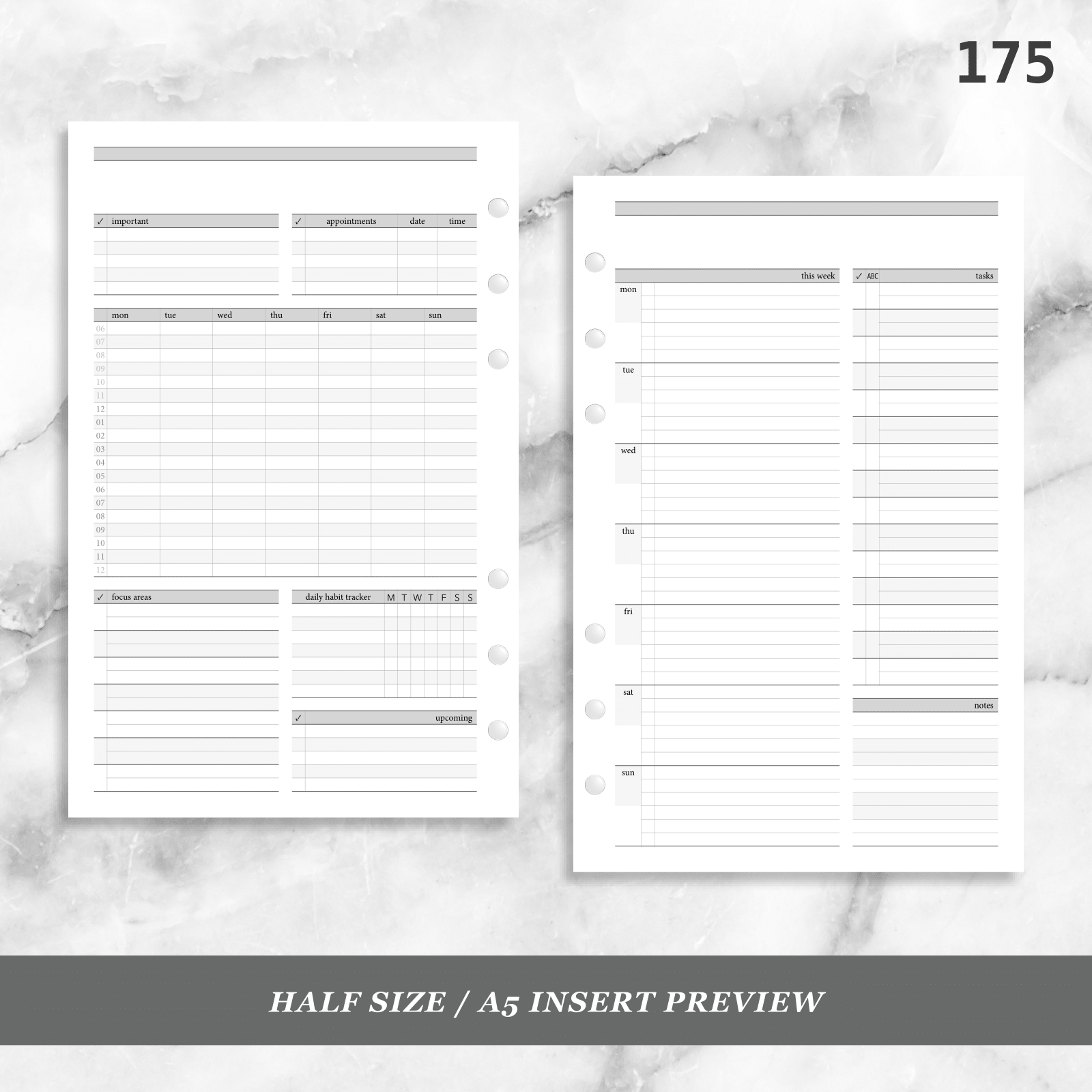 Planner Insert 175: Stripes Weekly w/ Prioritized ABC Task List ...