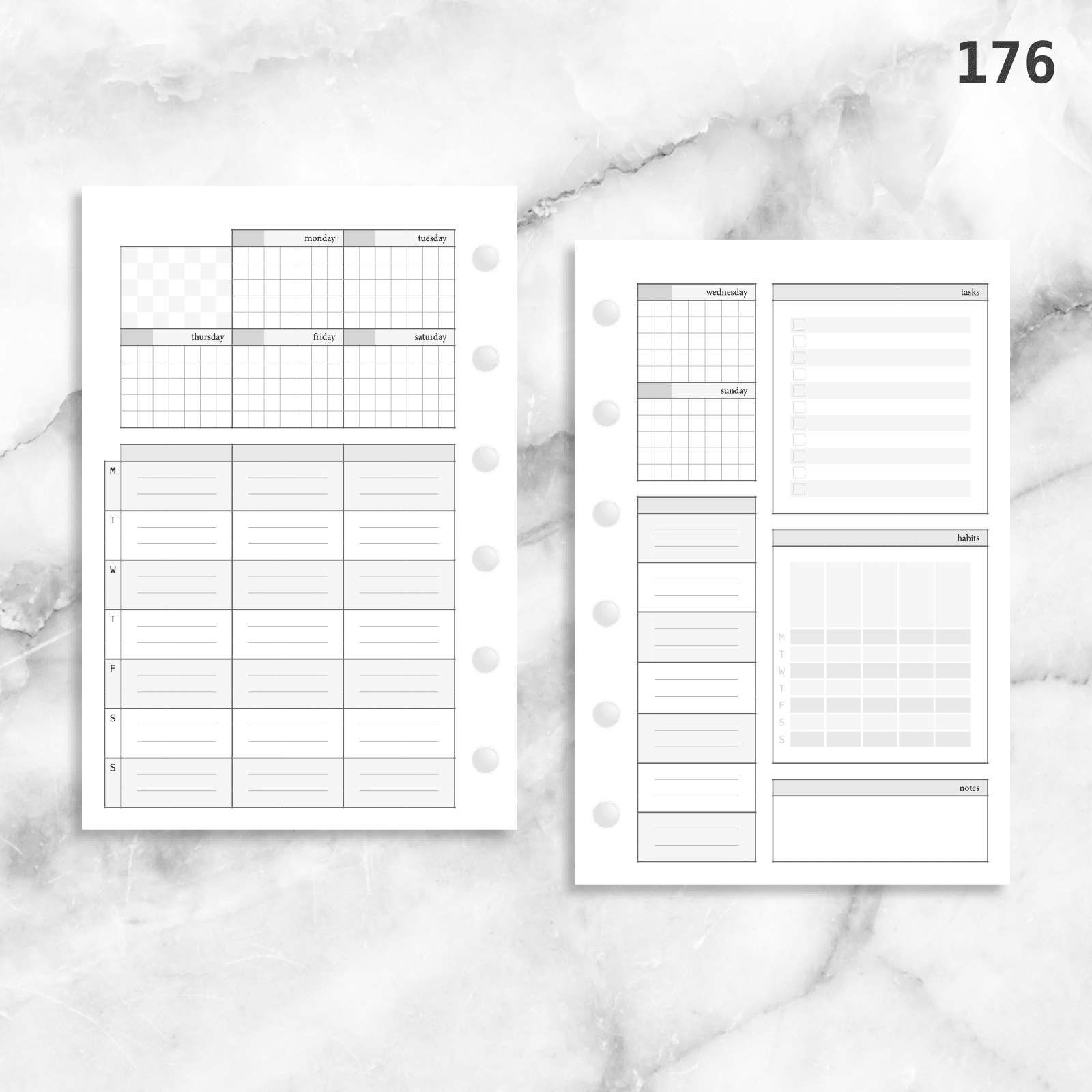 2024 WEEKLY Planner Insert Dated WO2P Horizontal Lined